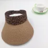 Wholesale of leopard-print hats, summer folding hollow hats, sunshade straw hats, sun protection and UV protection beach hats Specification image